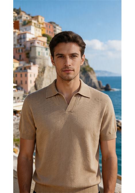 Polo in maglia Tagliatore beige in lino e cotone TAGLIATORE | Polo | KEITH GSE26-02724